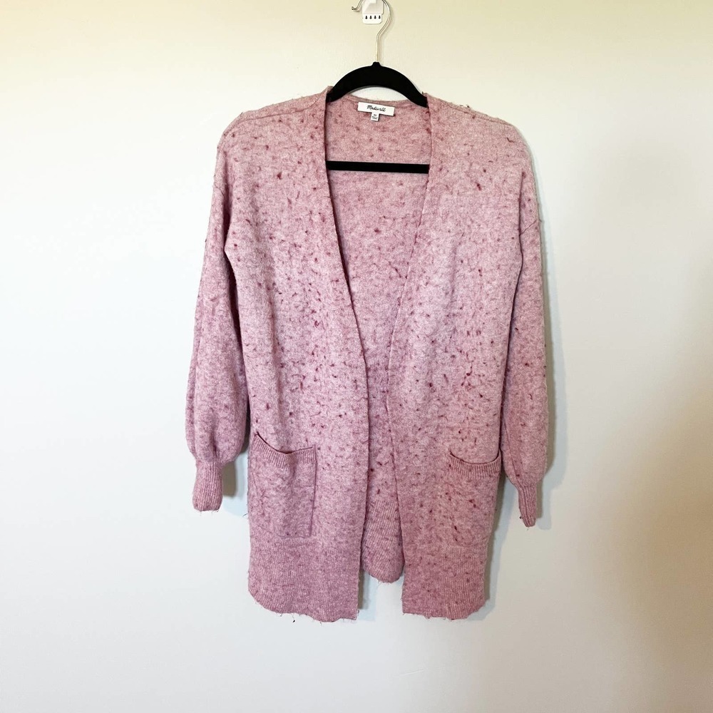 Madewell Edgewater Bubble-Sleeve Cardigan Sweater pink size xsmall